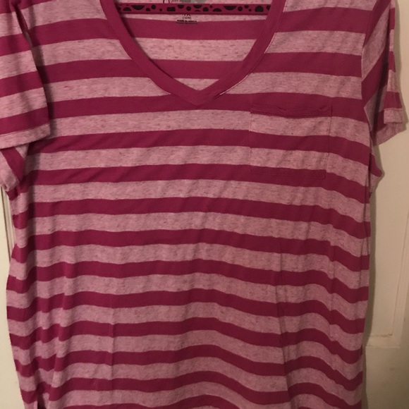 Just My Size Tops - ❌ SOLD ❌ 💗Pink-heatherd striped tee💗